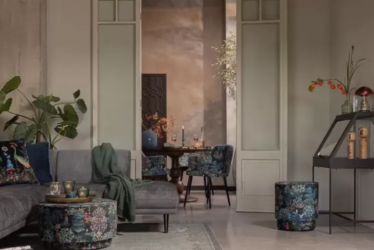 Pip Studio Poef Medium Pip Garden Donkerblauw Clearance