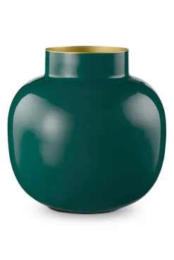 Pip Studio Ronde Vaas Metaal Donker 25 Cm Groen Clearance