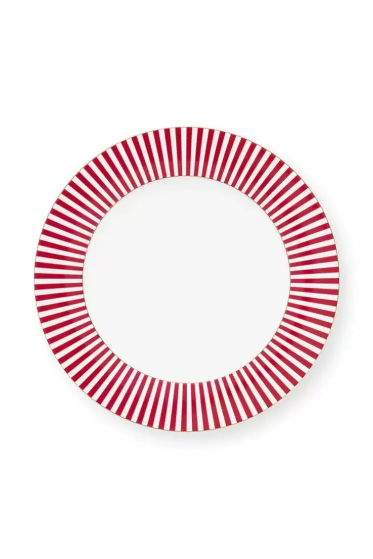 Pip Studio Royal Stripes Dinerbord Donker 26.5Cm Roze Hot