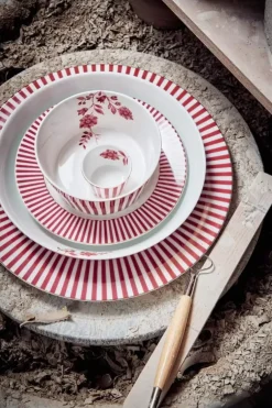 Pip Studio Royal Stripes Dinerbord Donker 26.5Cm Roze Hot