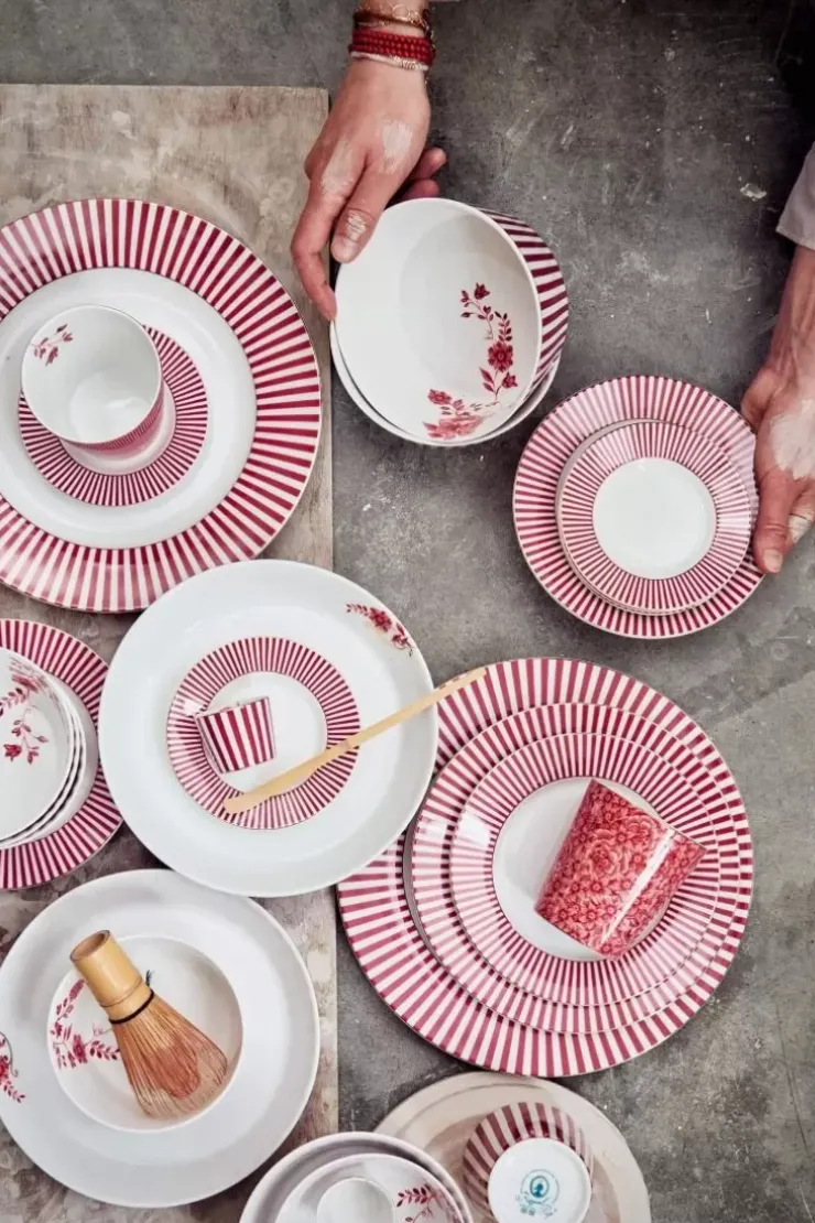 Pip Studio Royal Stripes Dinerbord Donker 26.5Cm Roze Hot