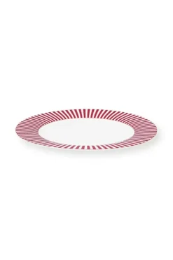 Pip Studio Royal Stripes Dinerbord Donker 26.5Cm Roze Hot