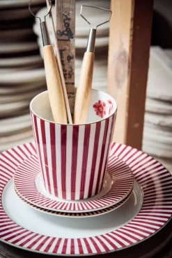 Pip Studio Royal Stripes Dinerbord Donker 26.5Cm Roze Hot