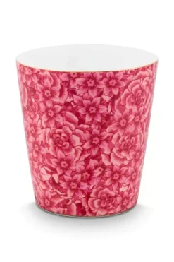 Pip Studio Royal Stripes Mok Bloemen & Theetip Donker Roze Discount