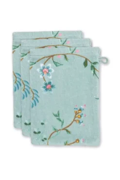 Pip Studio Washandje Set/3 Les Fleurs 16X22 Cm Blauw Online